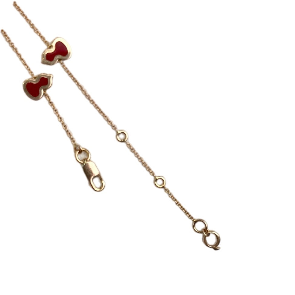 Qeelin Wulu Mini Bracelet in 18K RG Red Enamel with Diamonds