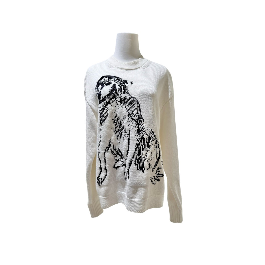 Dior 2023 White Dog Graphic Cotton Sweater #S