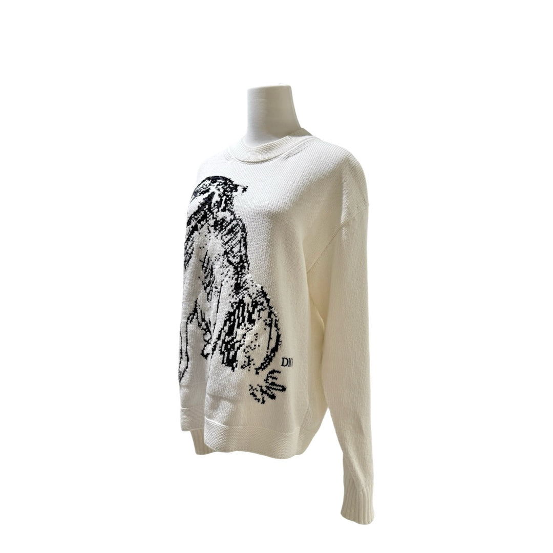 Dior 2023 White Dog Graphic Cotton Sweater #S