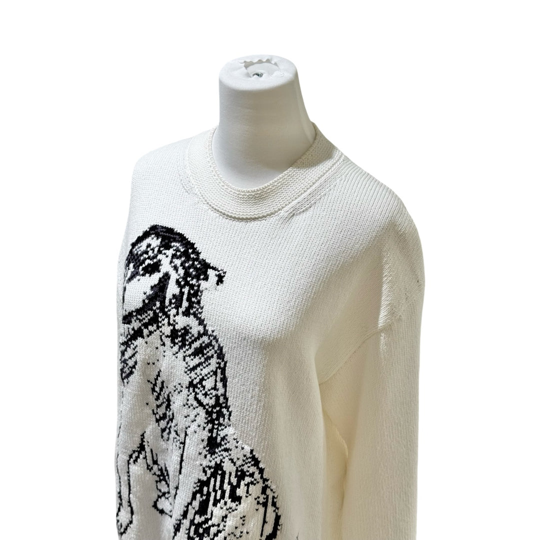 Dior 2023 White Dog Graphic Cotton Sweater #S
