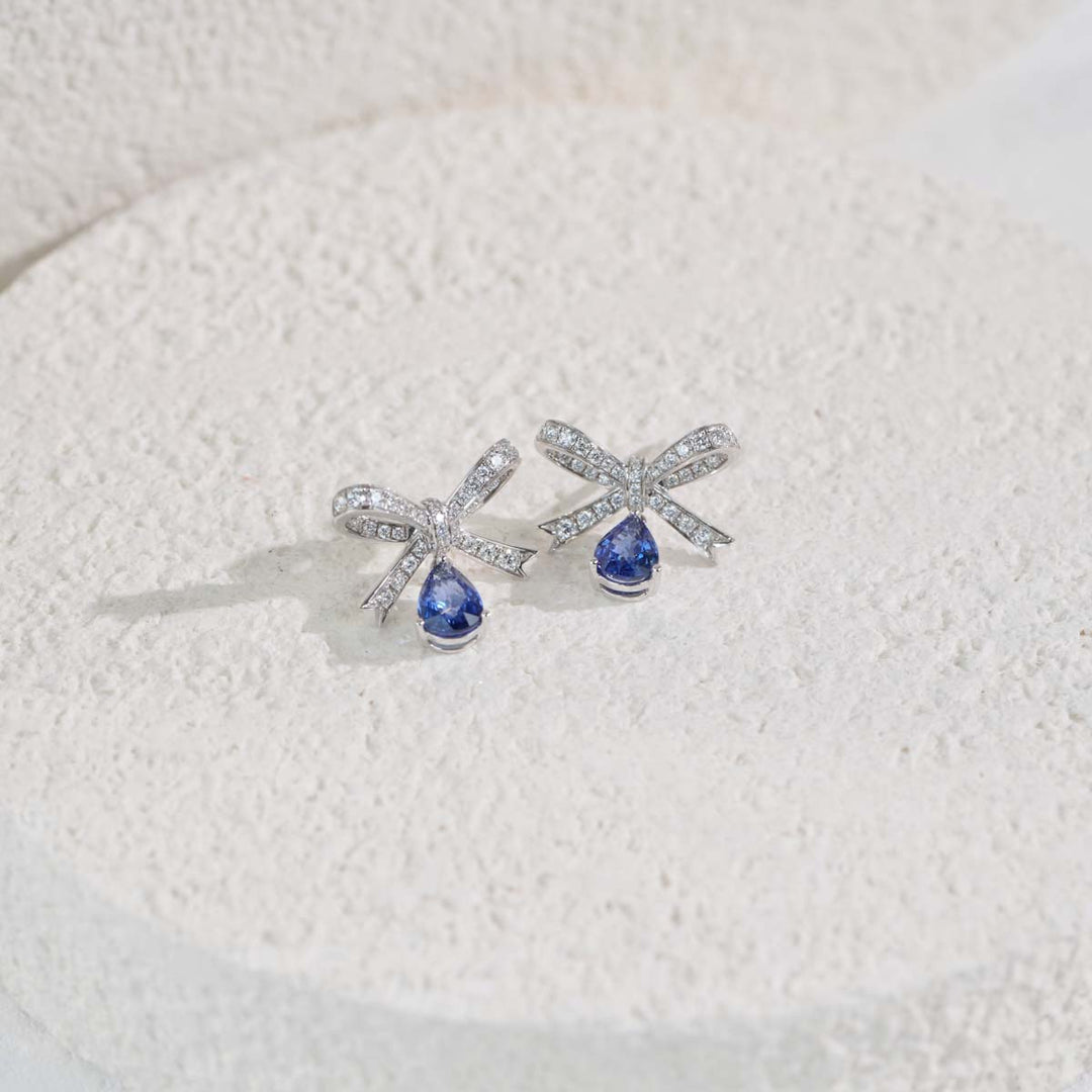 Unheated Natural Sapphire Diamond Drop Earrings D2.02ct d0.681ct. 18K Gold