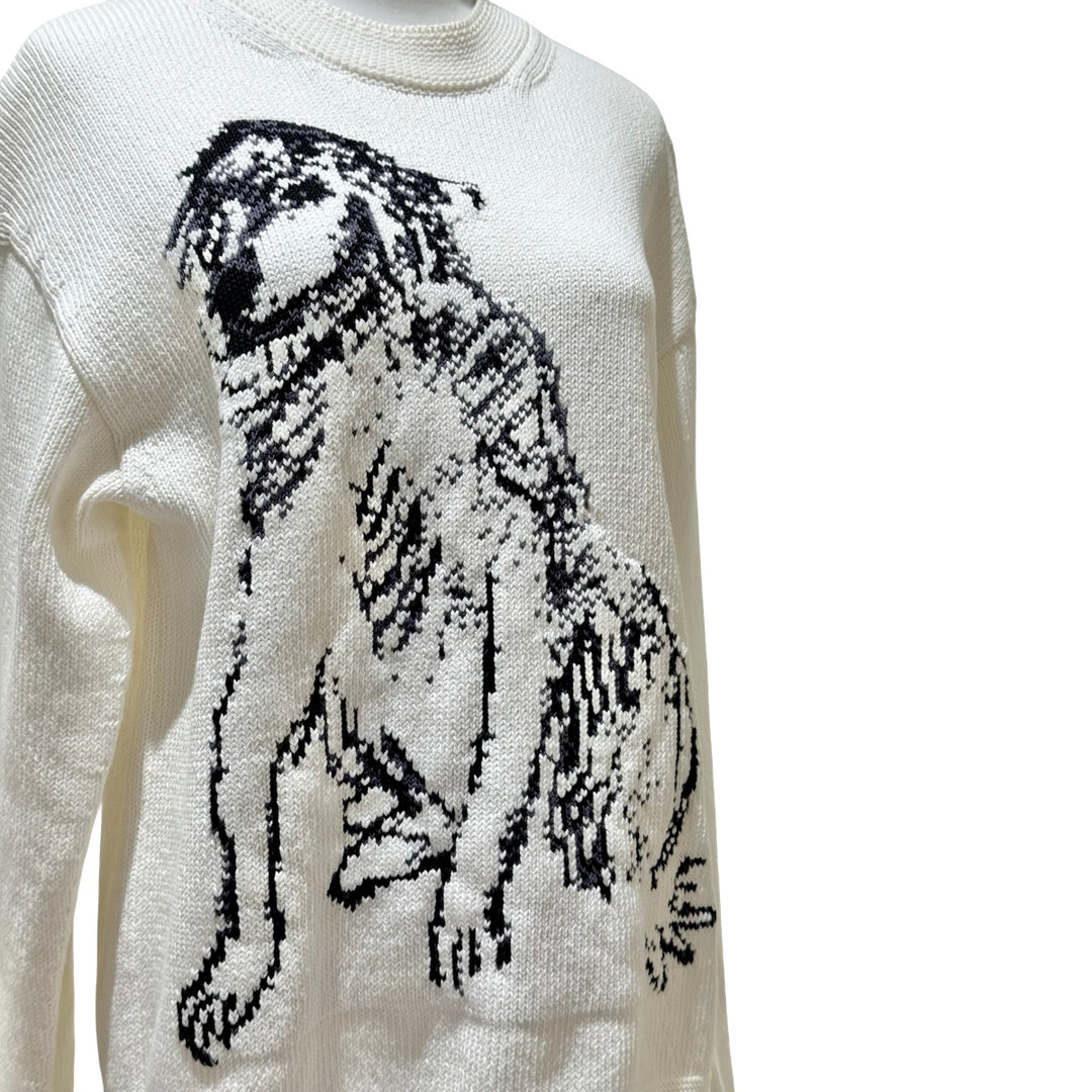 Dior 2023 White Dog Graphic Cotton Sweater #S