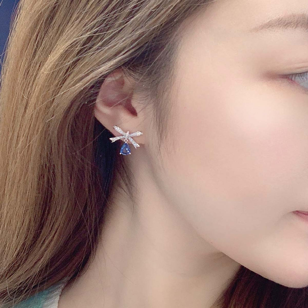 Unheated Natural Sapphire Diamond Drop Earrings D2.02ct d0.681ct. 18K Gold