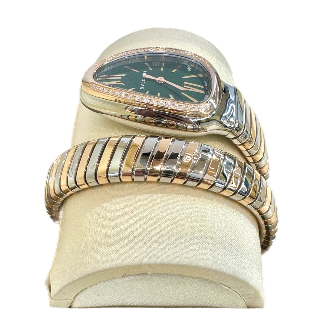 Bvlgari Serpenti Tubogas Diamond Watch 18K Gold/ Steel 35mm Size S