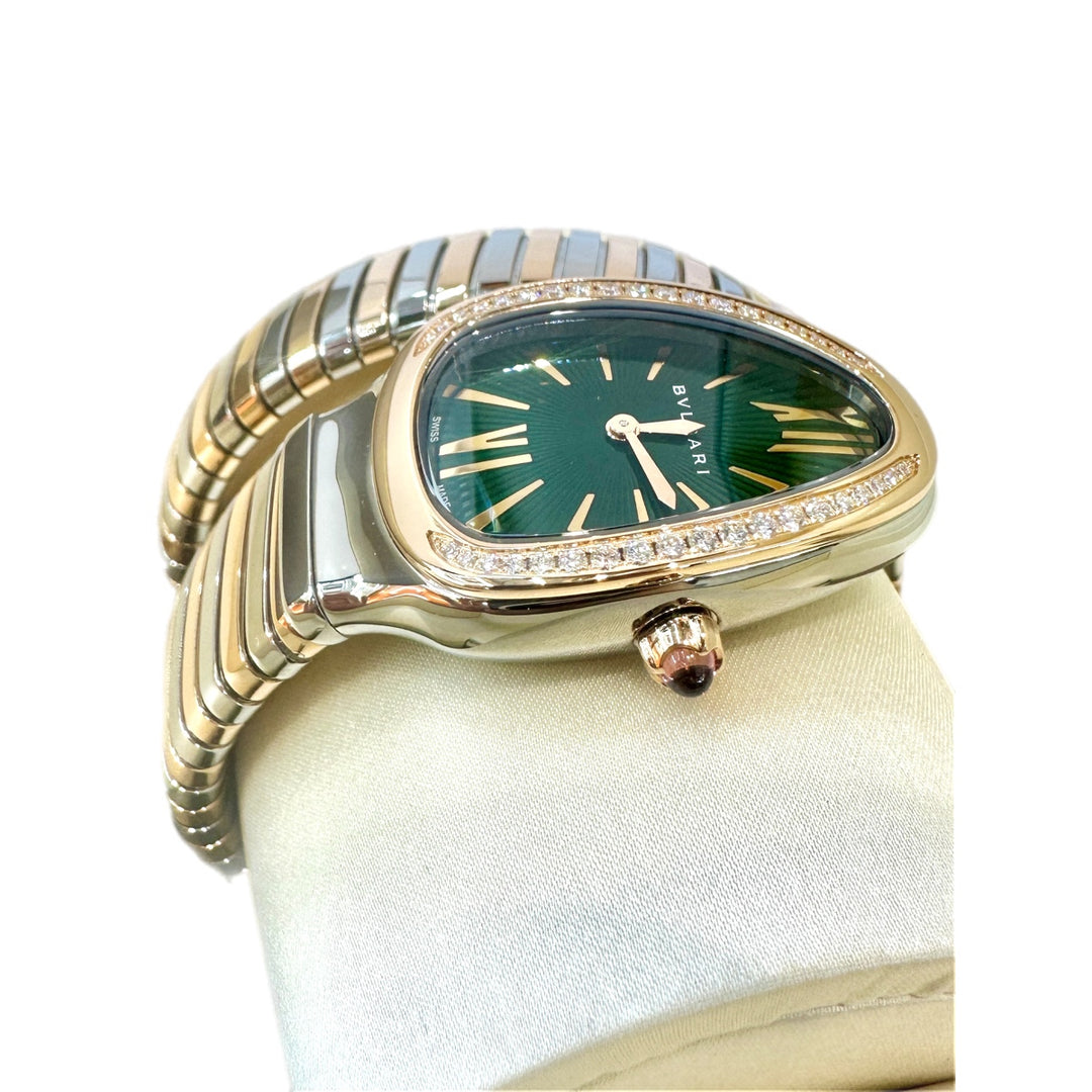 Bvlgari Serpenti Tubogas Diamond Watch 18K Gold/ Steel 35mm Size S
