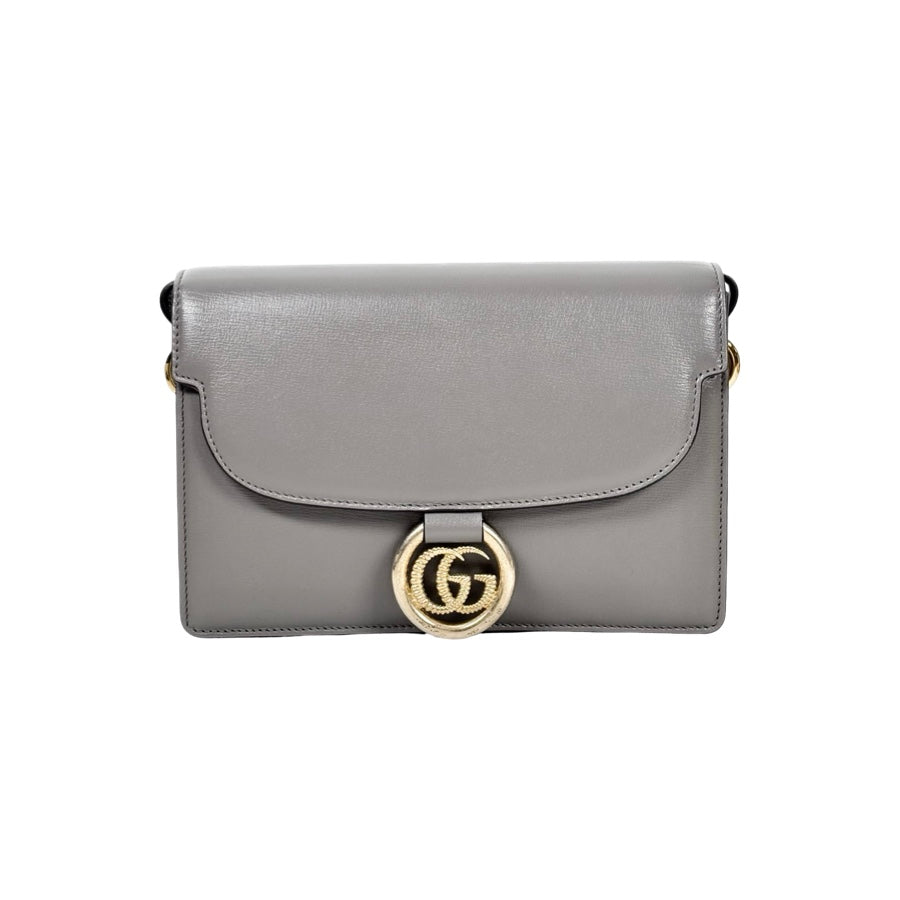 Gucci Grey Leather GG Ring Leather Shoulder Bag