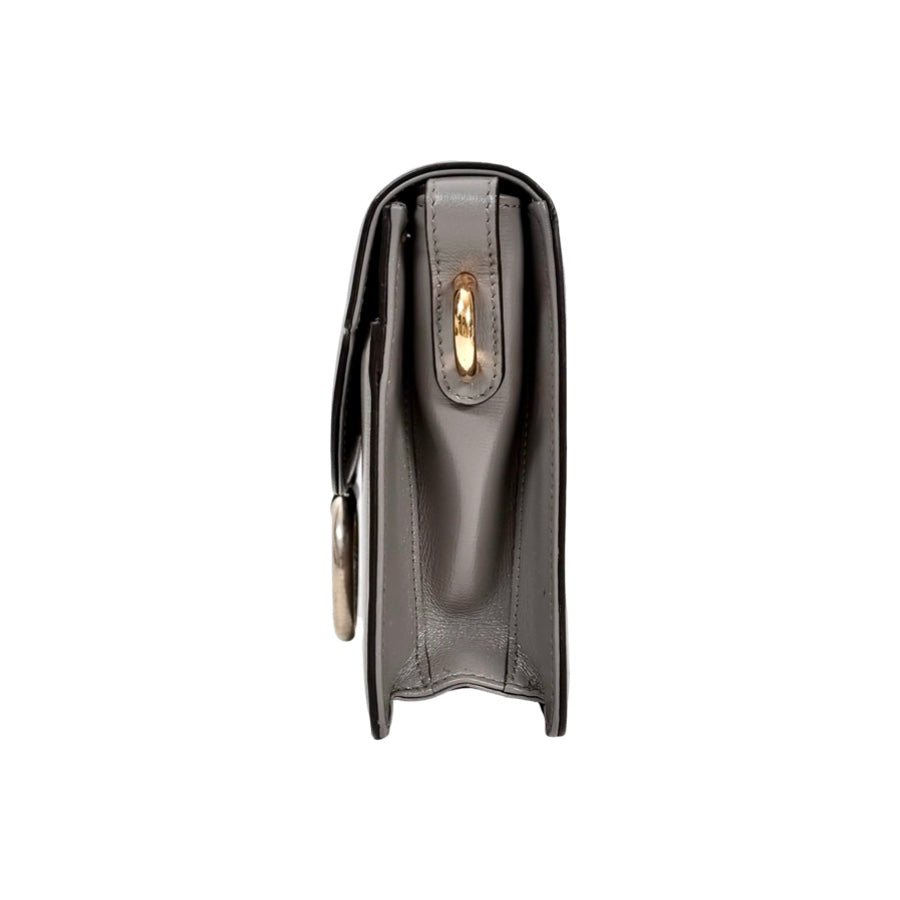 Gucci Grey Leather GG Ring Leather Shoulder Bag