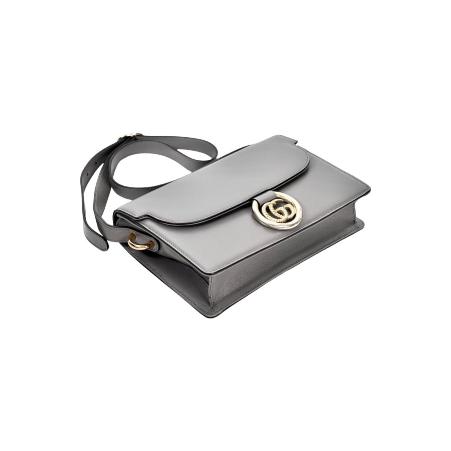 Gucci Grey Leather GG Ring Leather Shoulder Bag