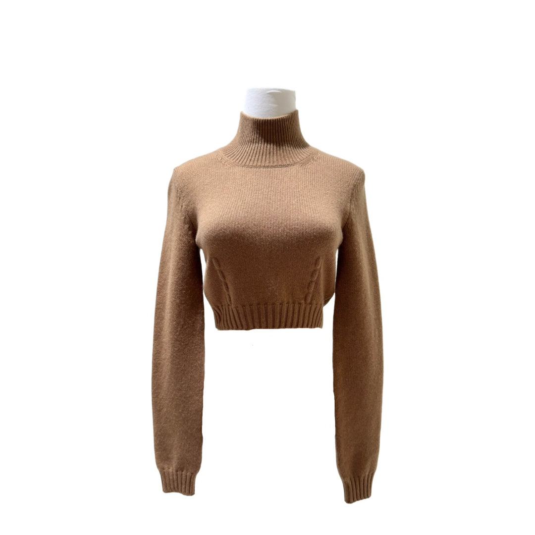 Fendi Brown Cropped Turtleneck Cashmere Top #34