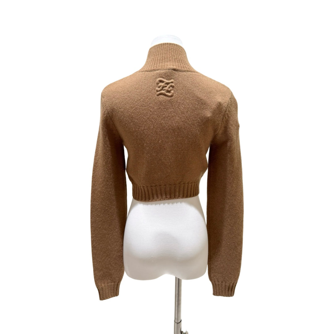 Fendi Brown Cropped Turtleneck Cashmere Top #34
