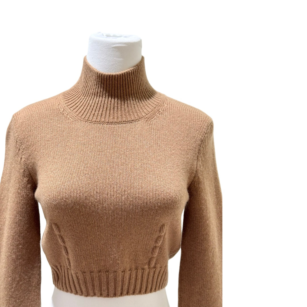 Fendi Brown Cropped Turtleneck Cashmere Top #34