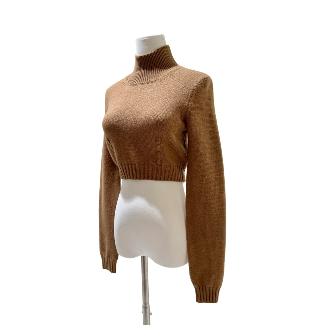 Fendi Brown Cropped Turtleneck Cashmere Top #34