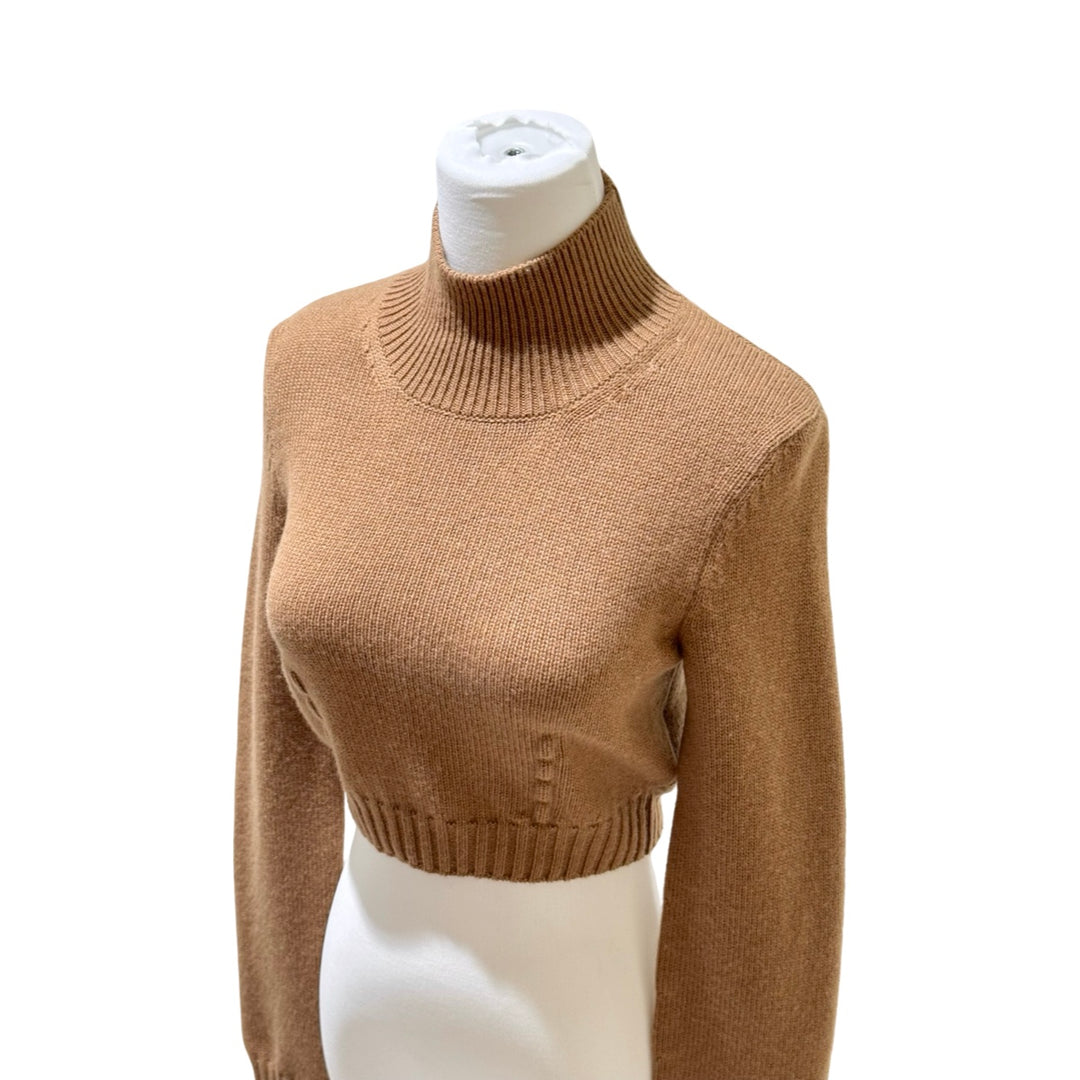 Fendi Brown Cropped Turtleneck Cashmere Top #34