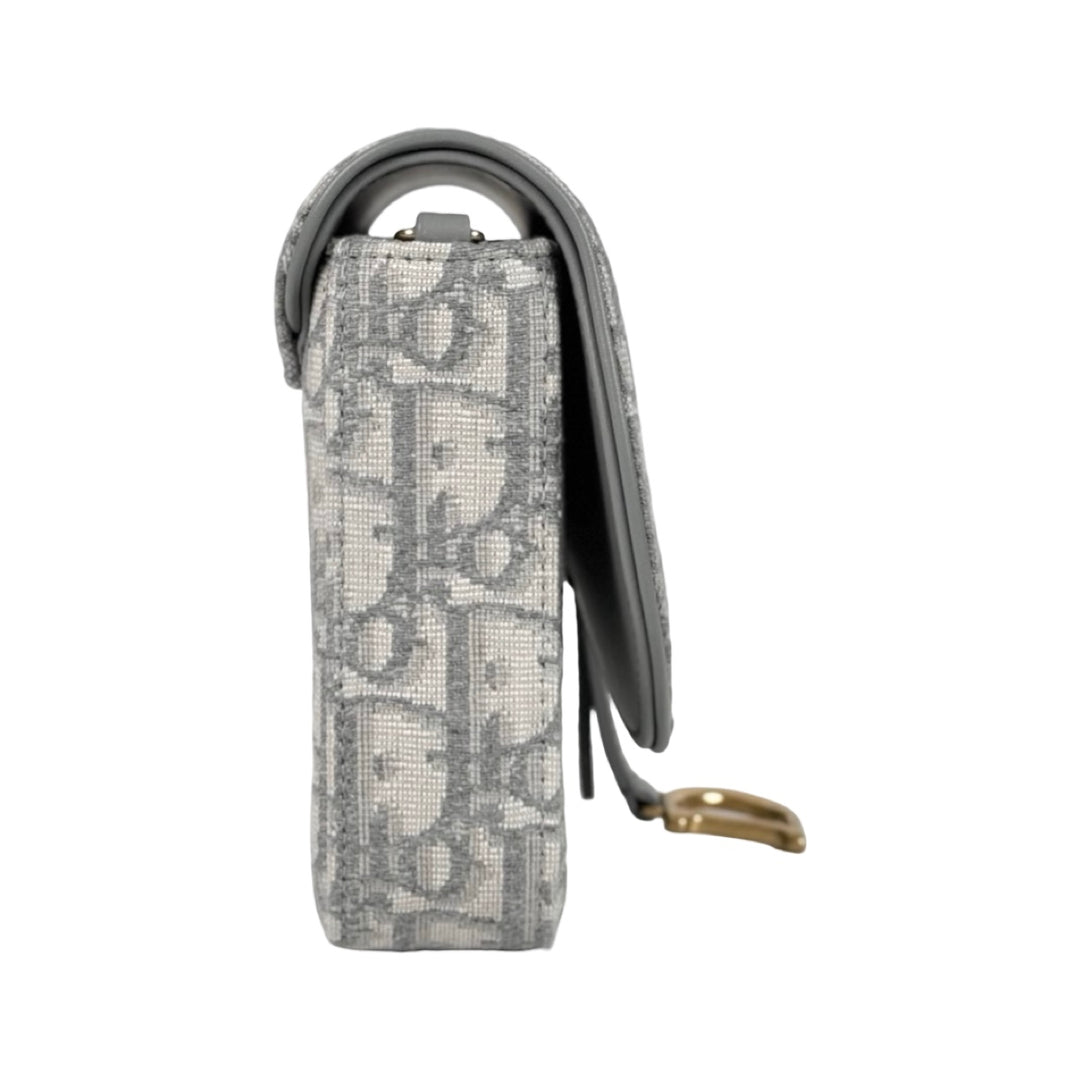 Dior Saddle Pouch With Chain Bag Grey Medium