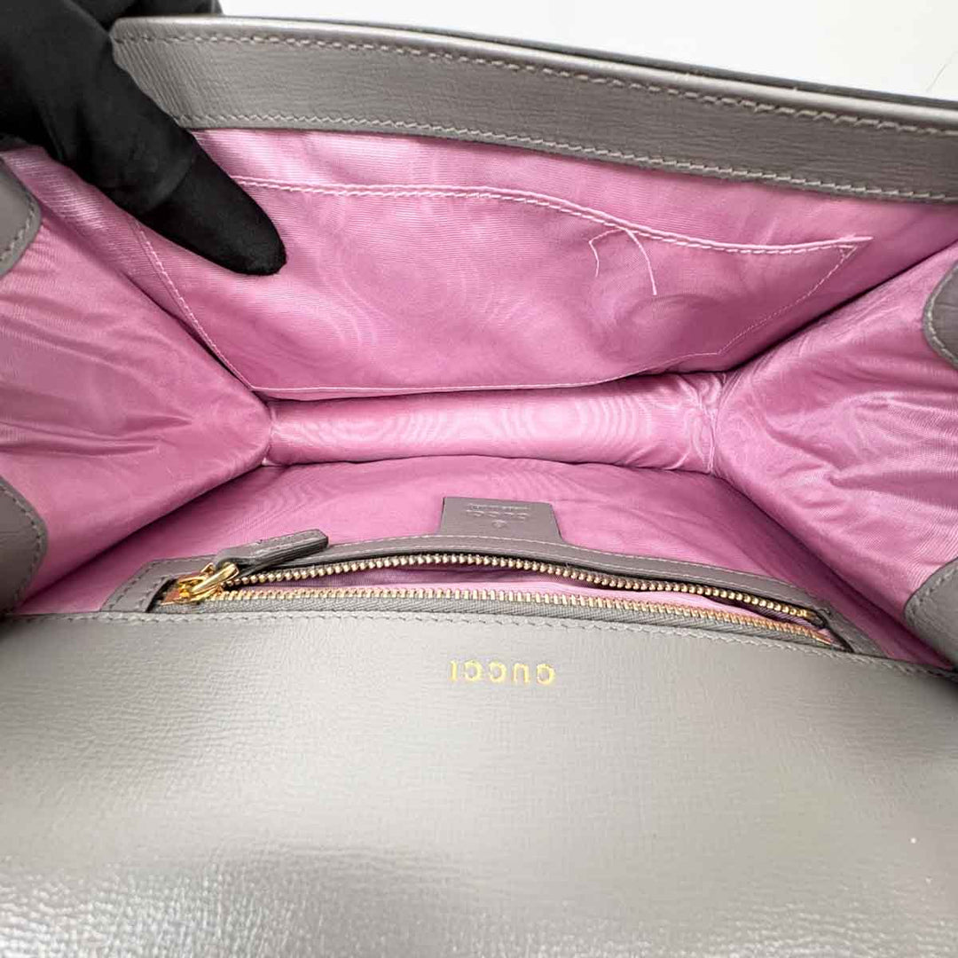 Gucci Grey Leather GG Ring Leather Shoulder Bag