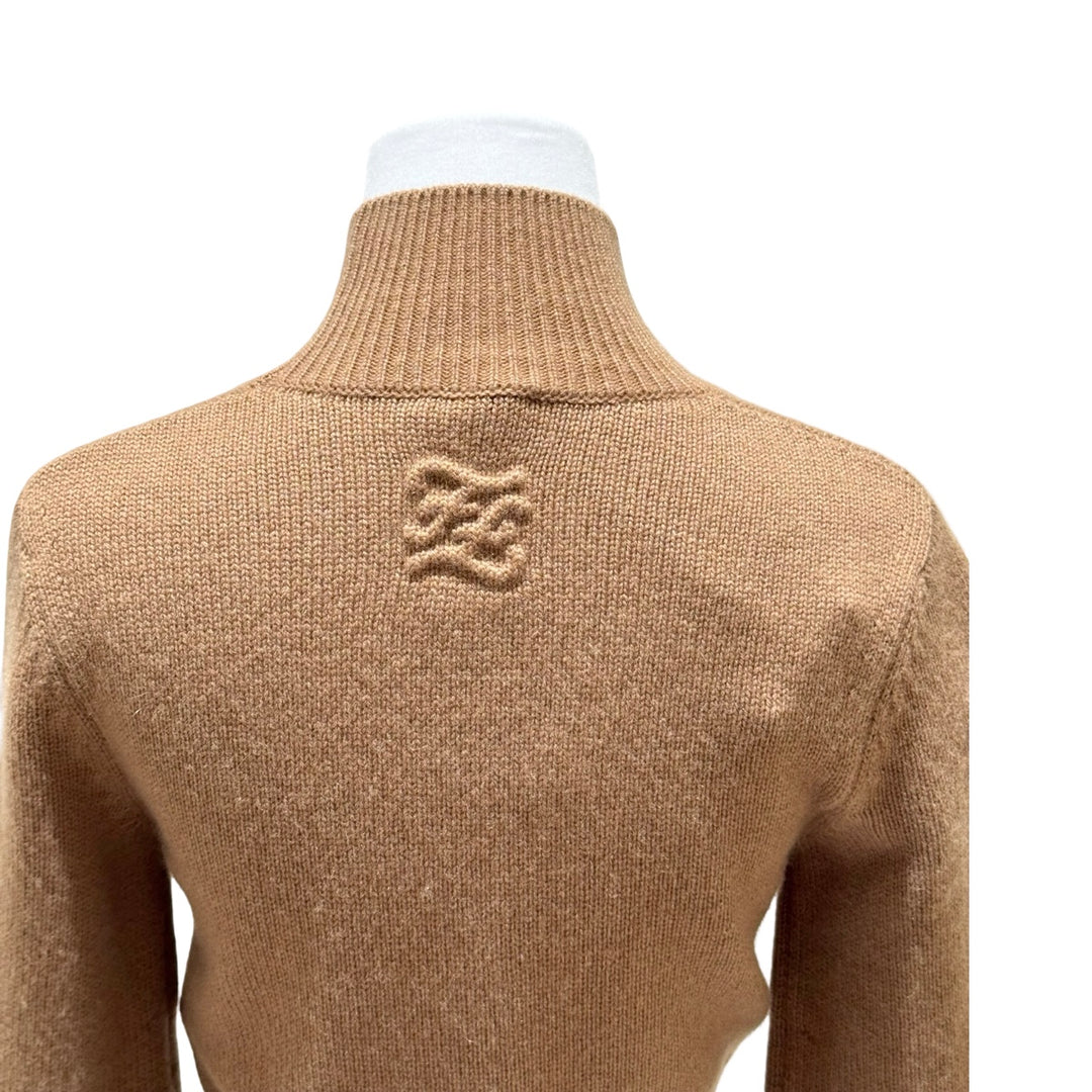 Fendi Brown Cropped Turtleneck Cashmere Top #34