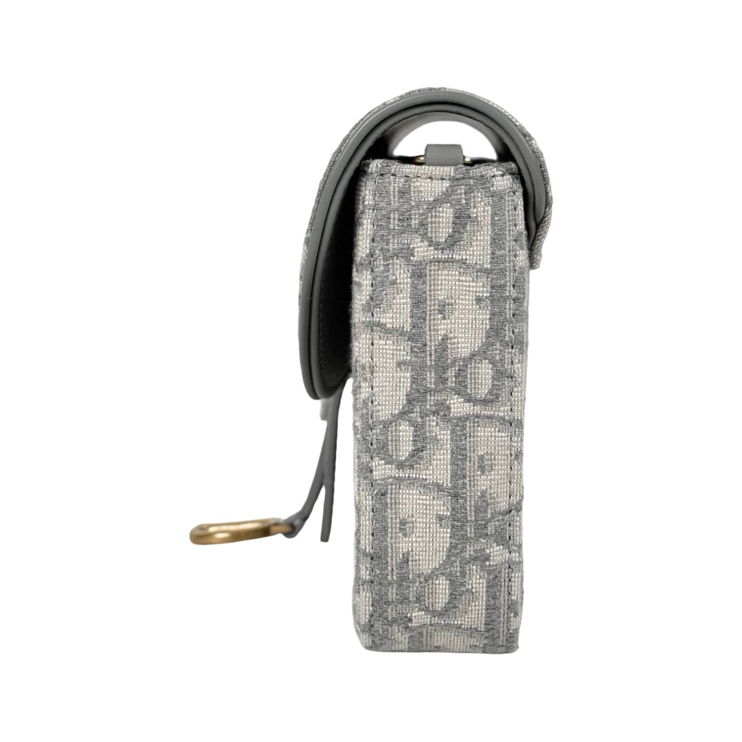 Dior Saddle Pouch With Chain Bag Grey Medium
