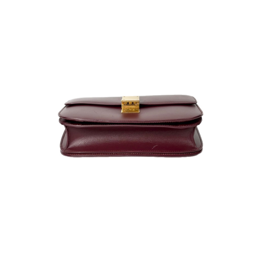 Celine Burgundy Medium Classic Box Bag