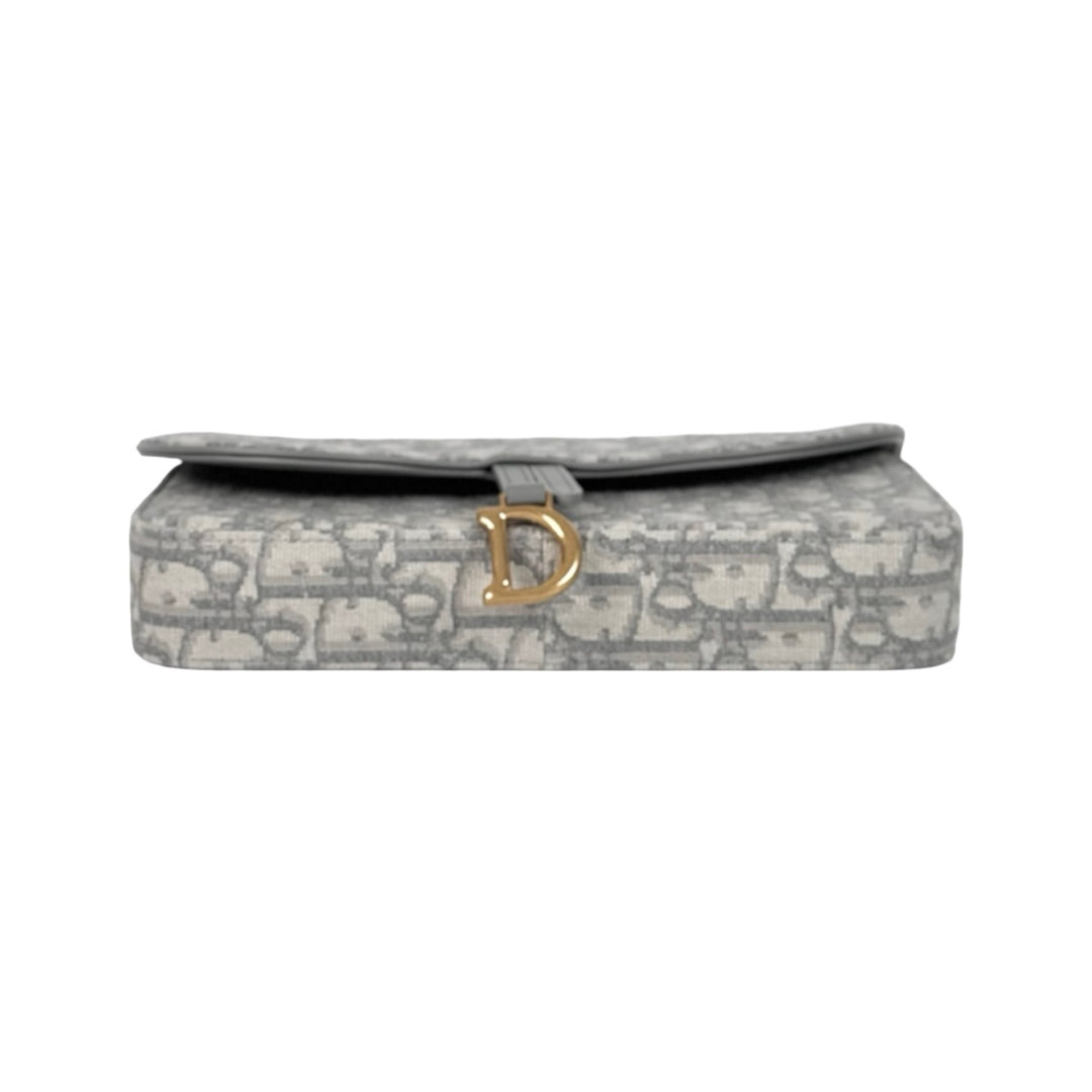 Dior Saddle Pouch With Chain Bag Grey Medium