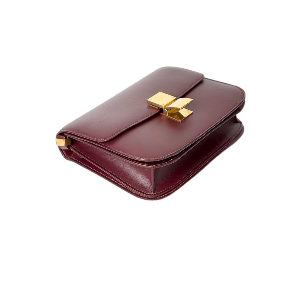 Celine Burgundy Medium Classic Box Bag