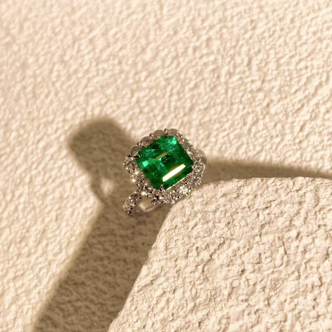 Natural Columbia Emerald Ring D3.22ct d1.24ct. 18K GUILD+GRC Verdant