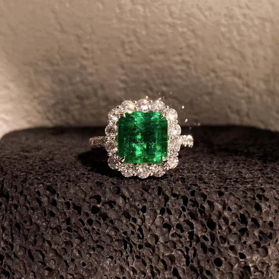 Natural Columbia Emerald Ring D3.22ct d1.24ct. 18K GUILD+GRC Verdant