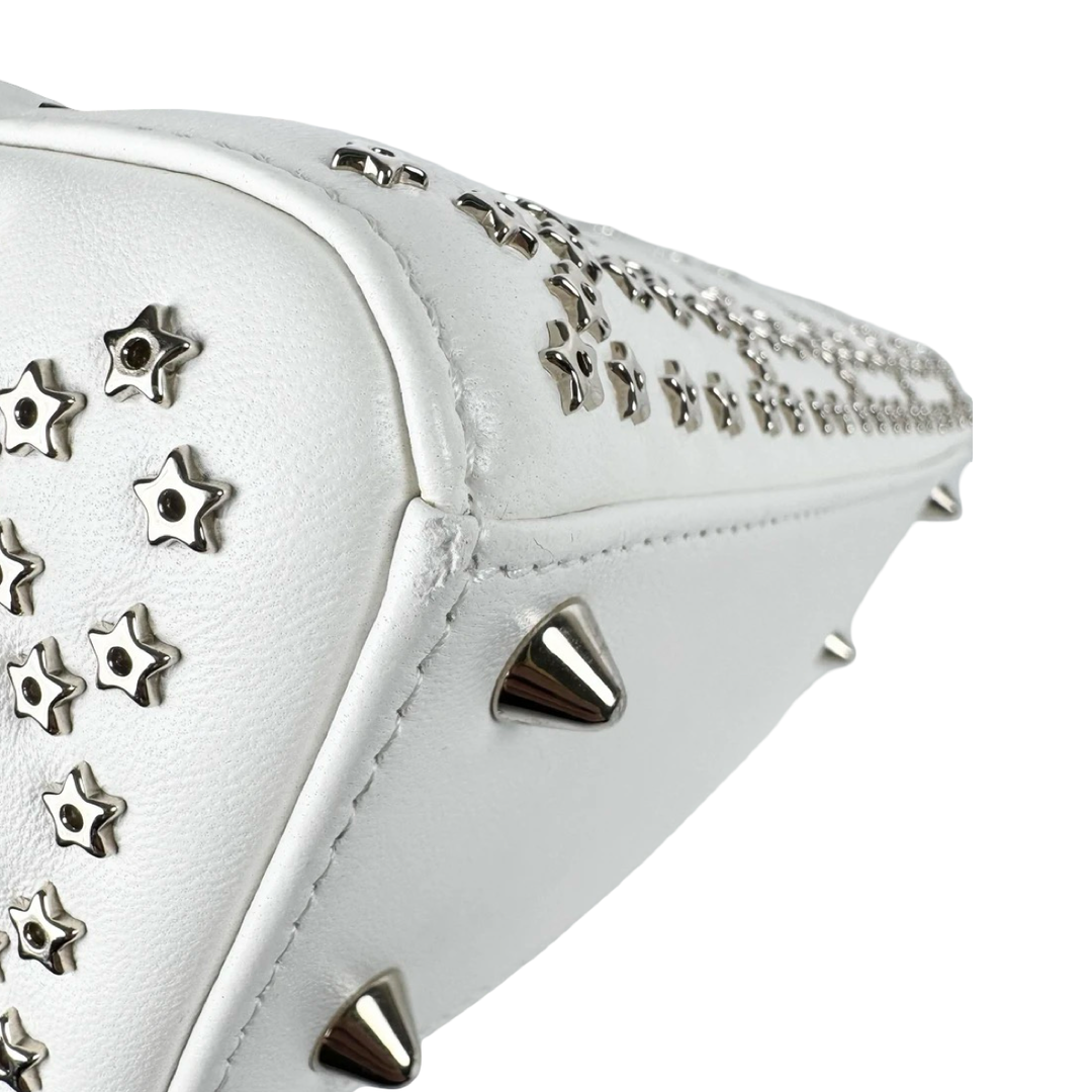 Pre-owned Dior Lady Dior Small Star Studded White Bag in Lambskin - photo 11