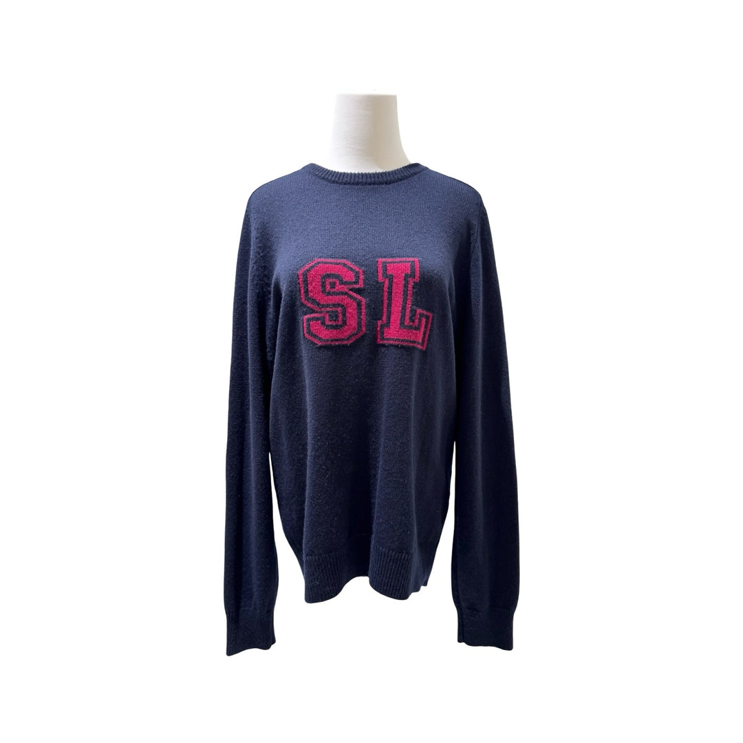 YSL FW17 Navy SL Logo Cashmere Sweater #L
