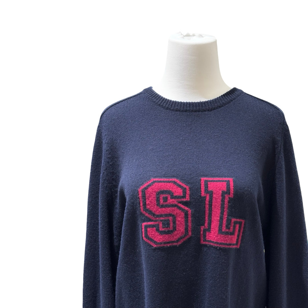 YSL FW17 Navy SL Logo Cashmere Sweater #L