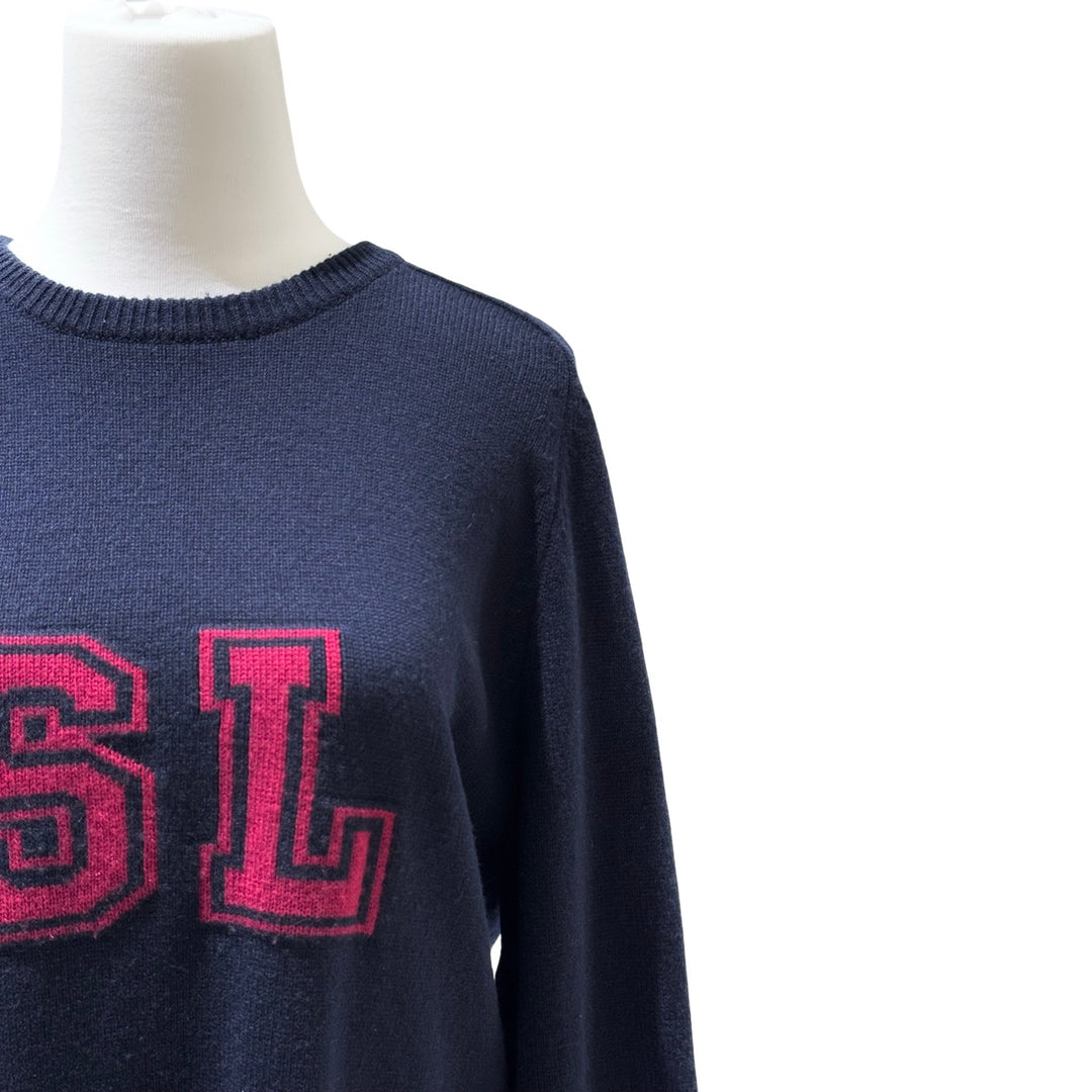 YSL FW17 Navy SL Logo Cashmere Sweater #L