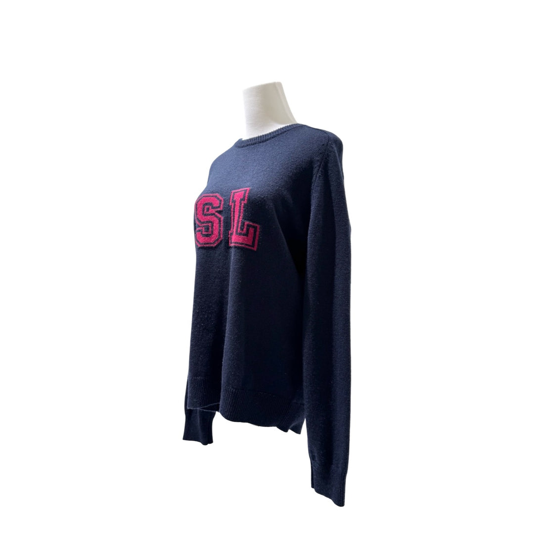 YSL FW17 Navy SL Logo Cashmere Sweater #L