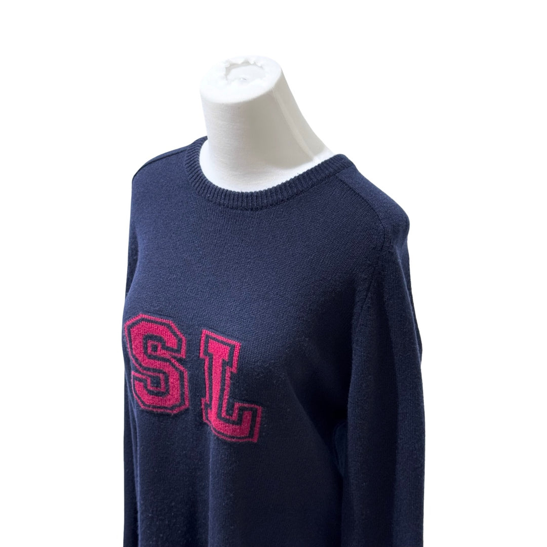 YSL FW17 Navy SL Logo Cashmere Sweater #L