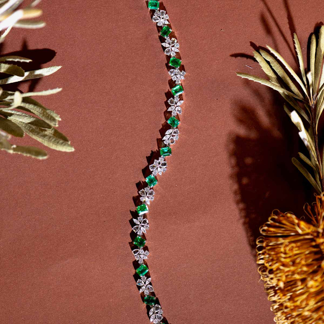 Natural Zambia Emerald Diamond Bracelet D4.73ct d3.515ct 18K Gold