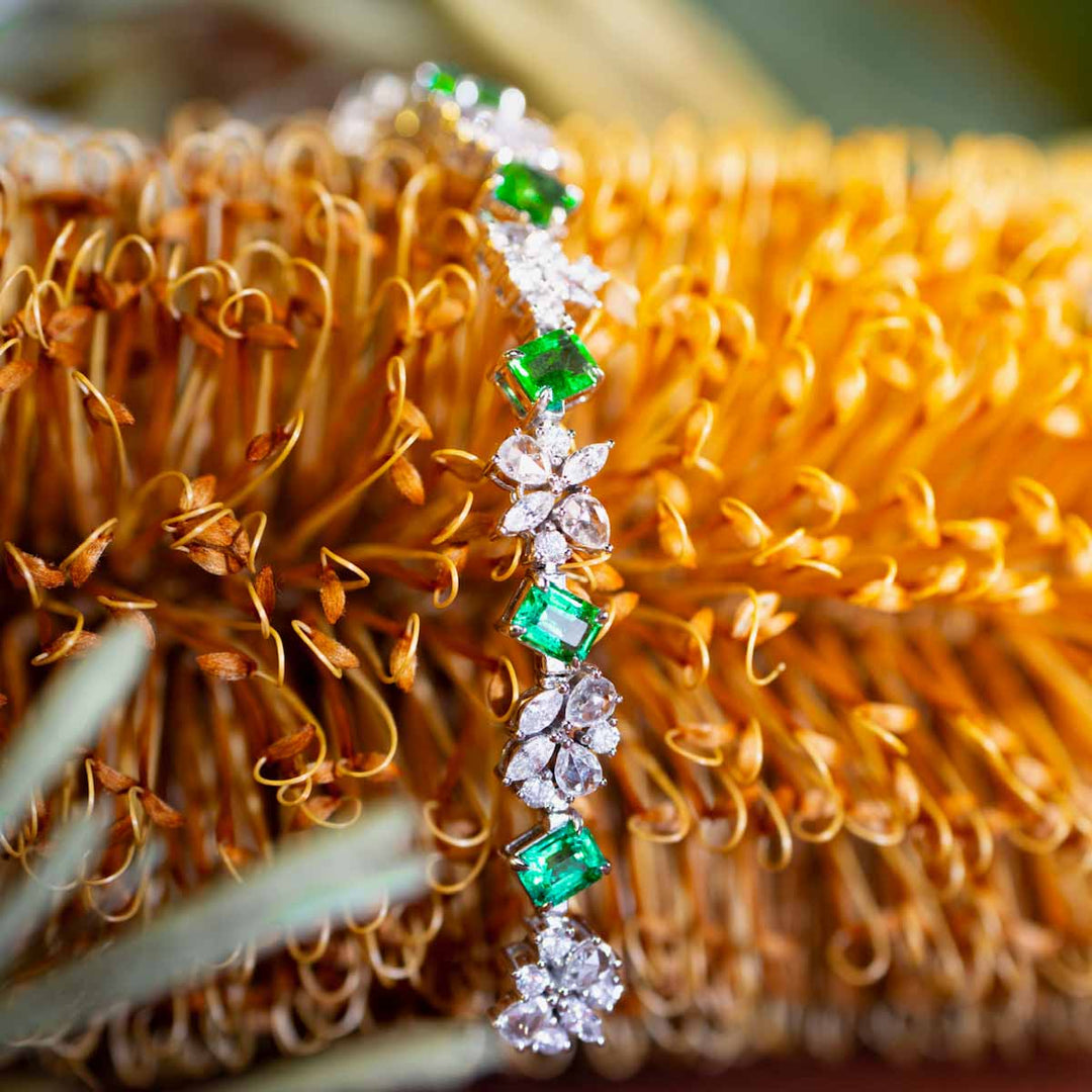 Natural Zambia Emerald Diamond Bracelet D4.73ct d3.515ct 18K Gold