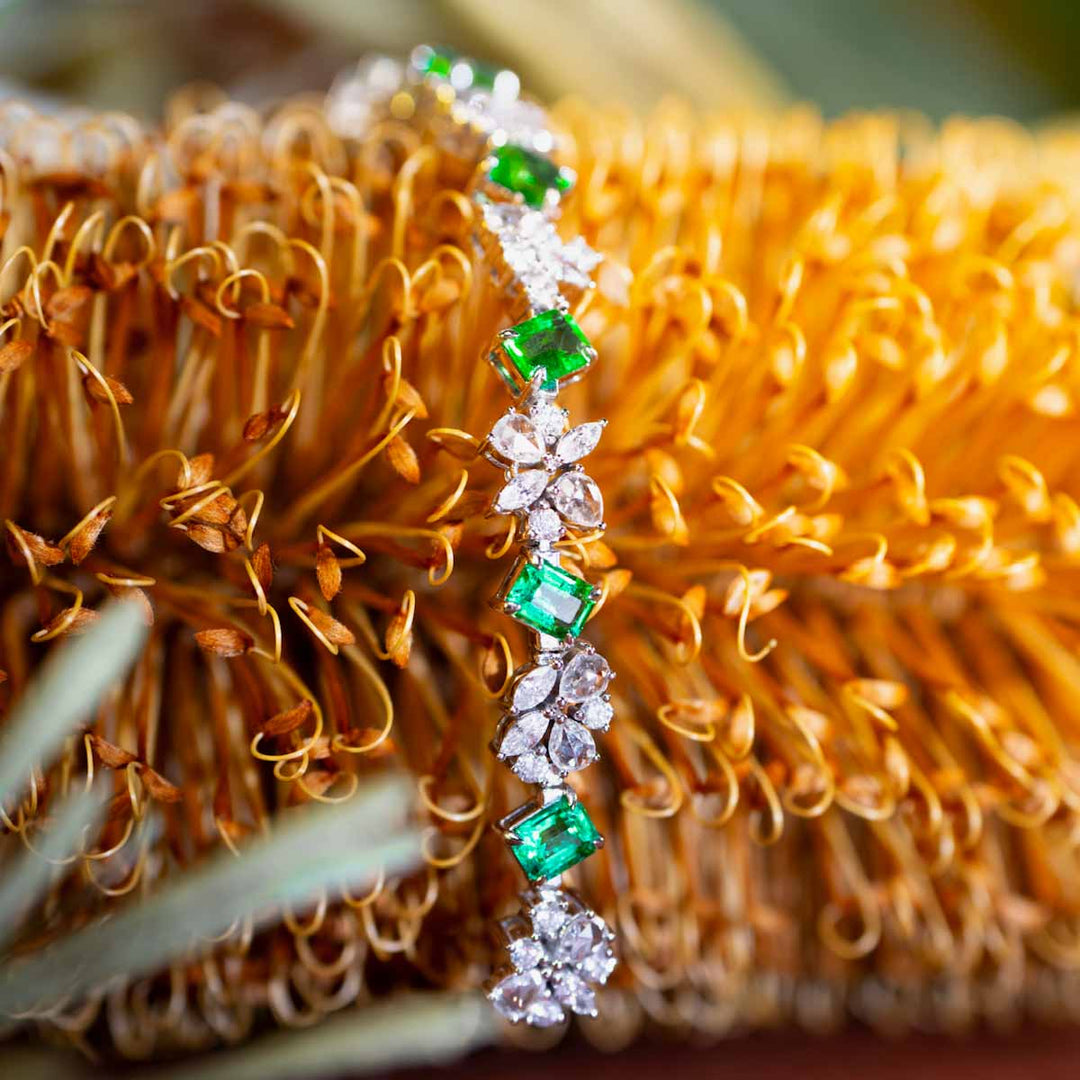 Natural Zambia Emerald Diamond Bracelet D4.73ct d3.515ct 18K Gold