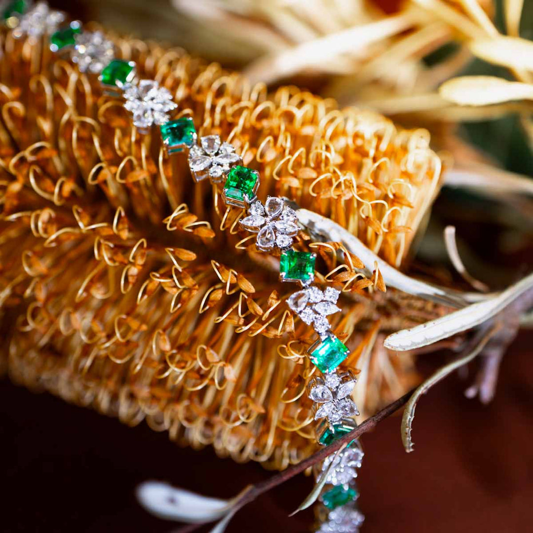 Natural Zambia Emerald Diamond Bracelet D4.73ct d3.515ct 18K Gold