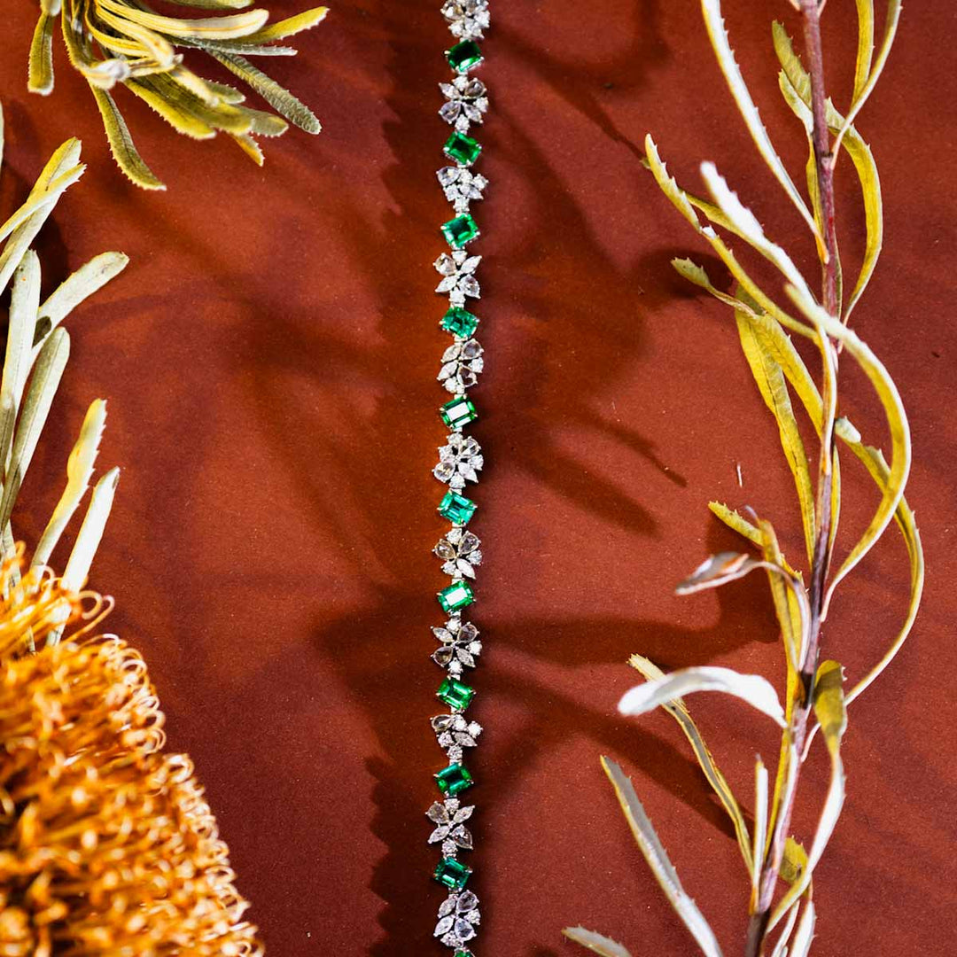 Natural Zambia Emerald Diamond Bracelet D4.73ct d3.515ct 18K Gold