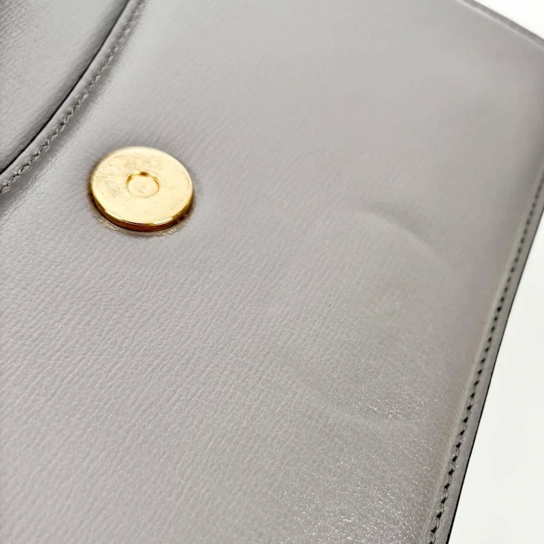 Gucci Grey Leather GG Ring Leather Shoulder Bag