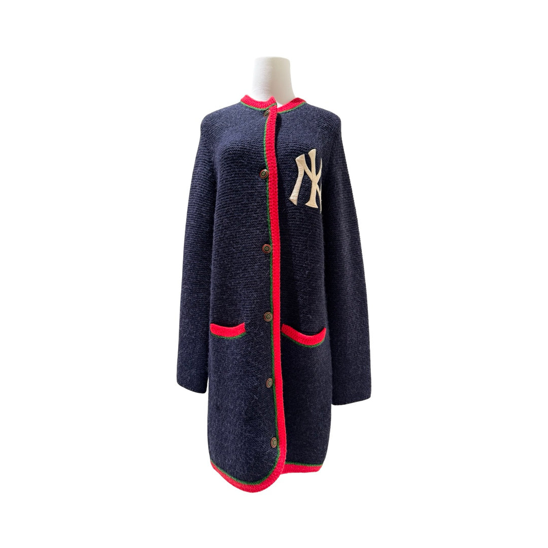 Gucci x Yankees Blue Patch Long Wool Cardigan #S