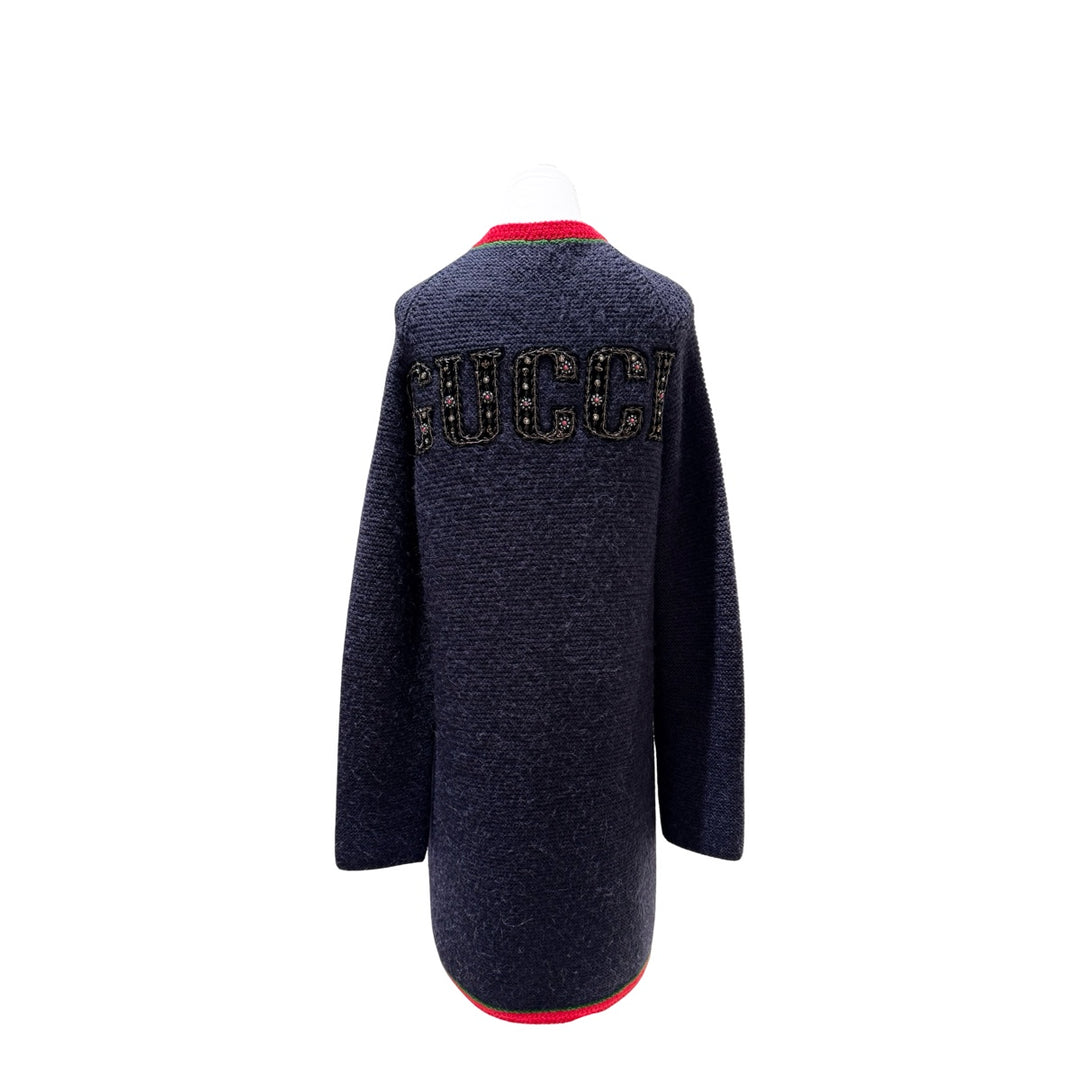 Gucci x Yankees Blue Patch Long Wool Cardigan #S