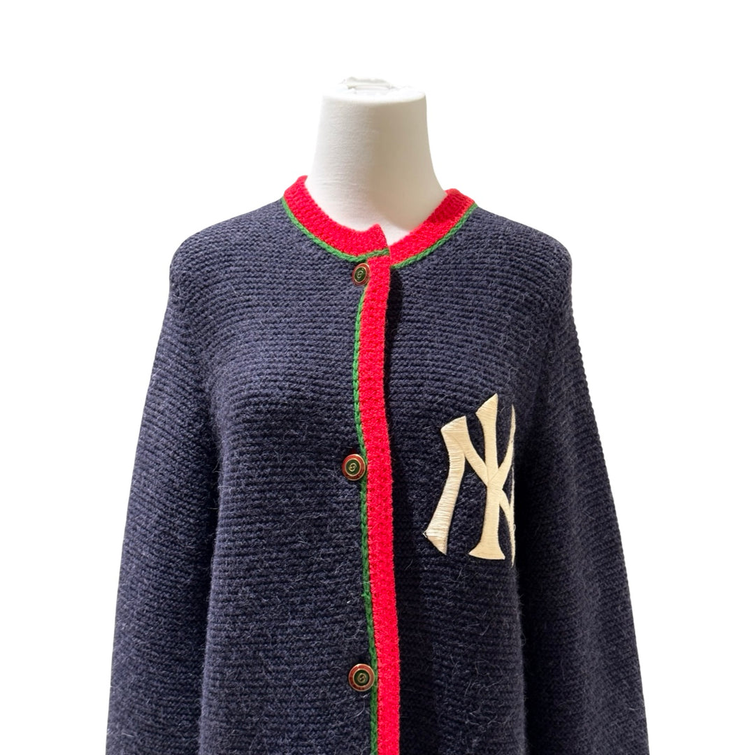 Gucci x Yankees Blue Patch Long Wool Cardigan #S