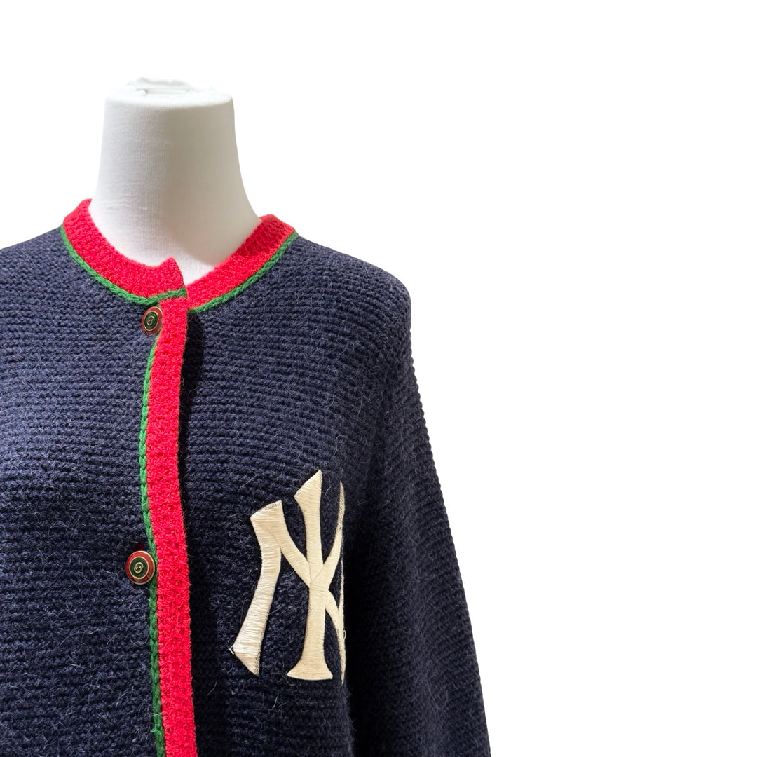 Gucci x Yankees Blue Patch Long Wool Cardigan #S