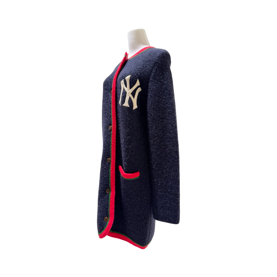 Gucci x Yankees Blue Patch Long Wool Cardigan #S