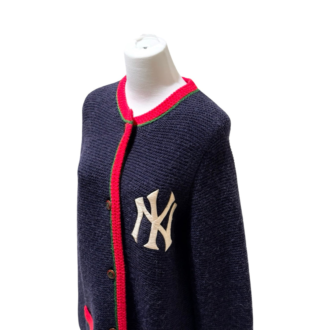 Gucci x Yankees Blue Patch Long Wool Cardigan #S