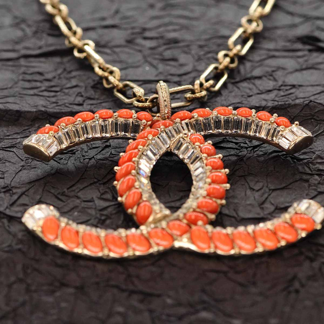 Chanel Large CC Logo Necklace With Crystal