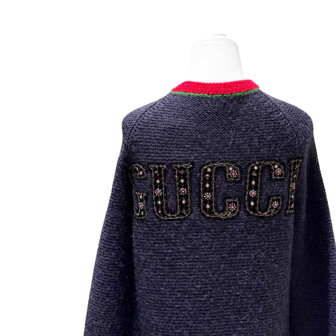Gucci x Yankees Blue Patch Long Wool Cardigan #S