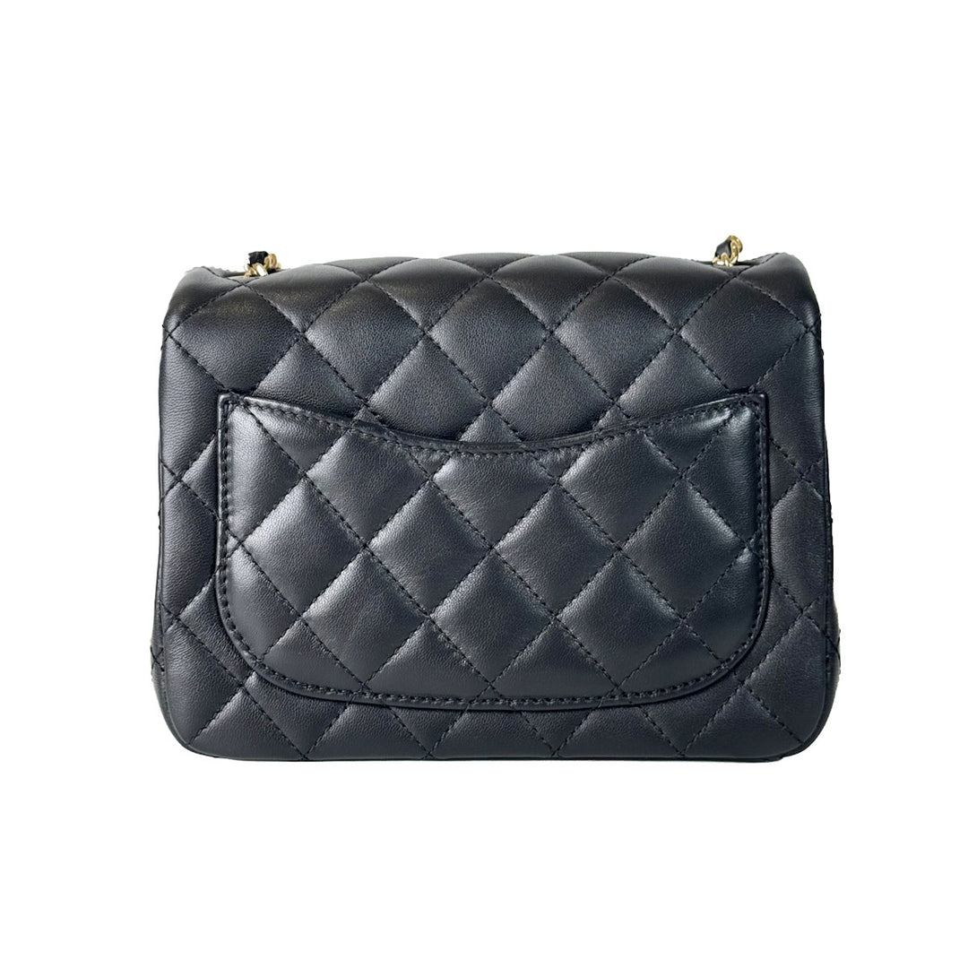 Chanel Classic Flap Mini Square Bag Black with Ball