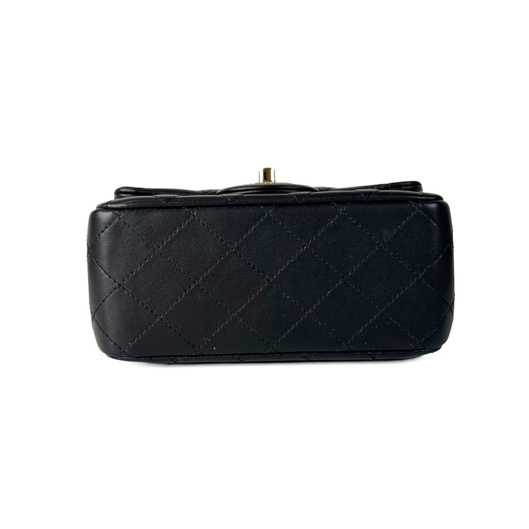 Chanel Classic Flap Mini Square Bag Black with Ball