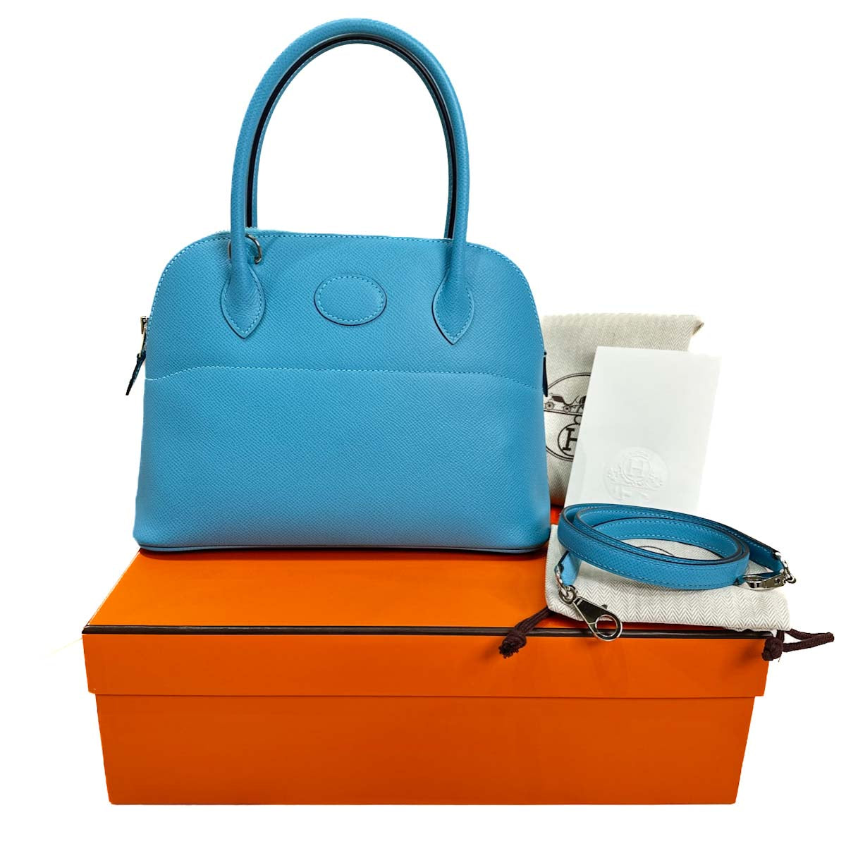 Hermes Bolide 27cm Epsom Blue De Nord