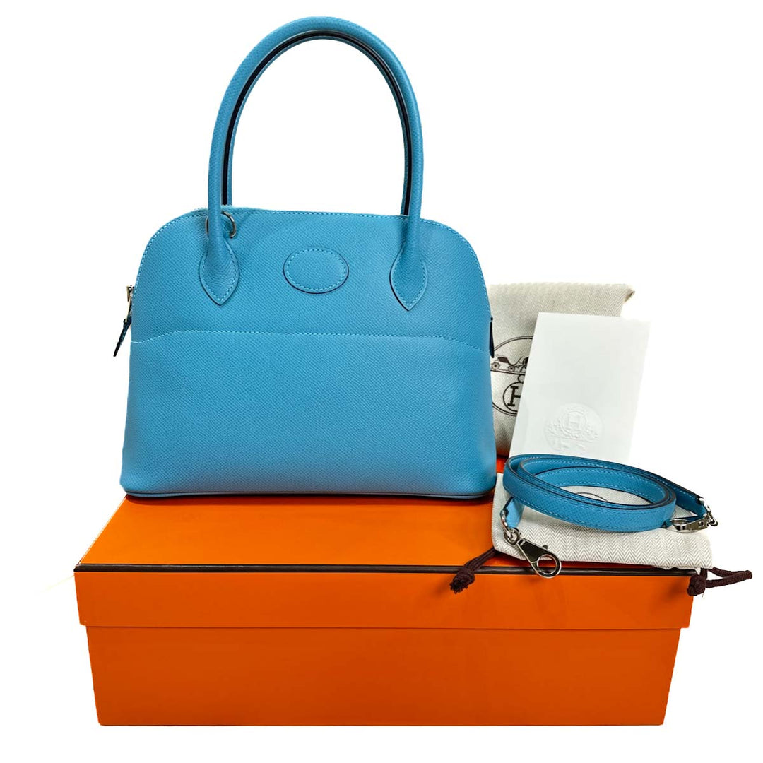 Hermes Bolide 27cm Epsom Blue De Nord